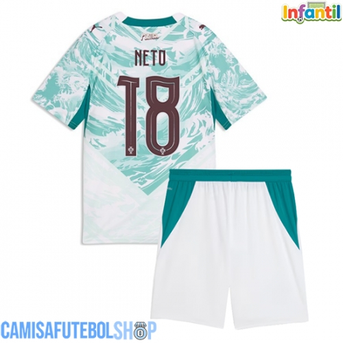 Camisa de time de futebol Portugal Pedro Neto #18 Replicas 2º Equipamento Infantil Mundo 2026 Manga Curta (+ Calças curtas)